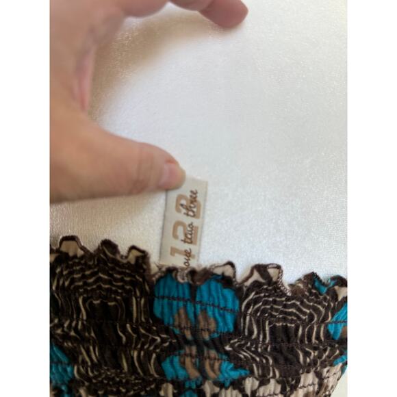 Womens Brown Blue Flowered Smocked Sleeveless Maxi Dress Y2K Small - Picture 5 of 8